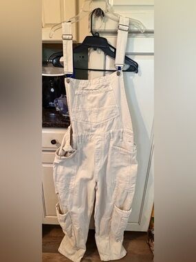 Free People Cream Utility Overalls
